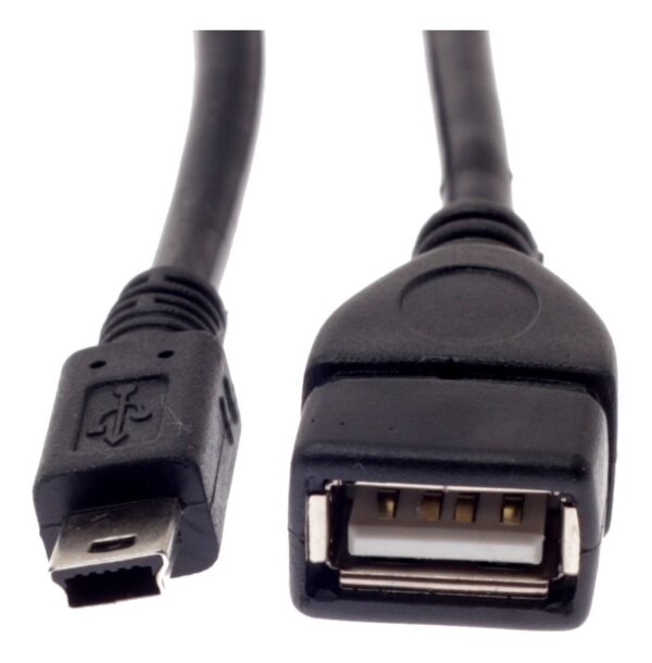 Cabo adaptador otg do mini usb para usb femea